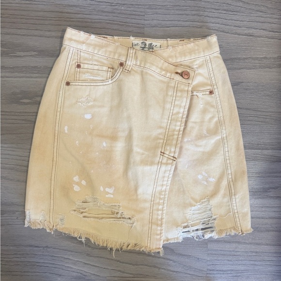 Free People Dresses & Skirts - We The Free Tan Distressed Skirt Size 26